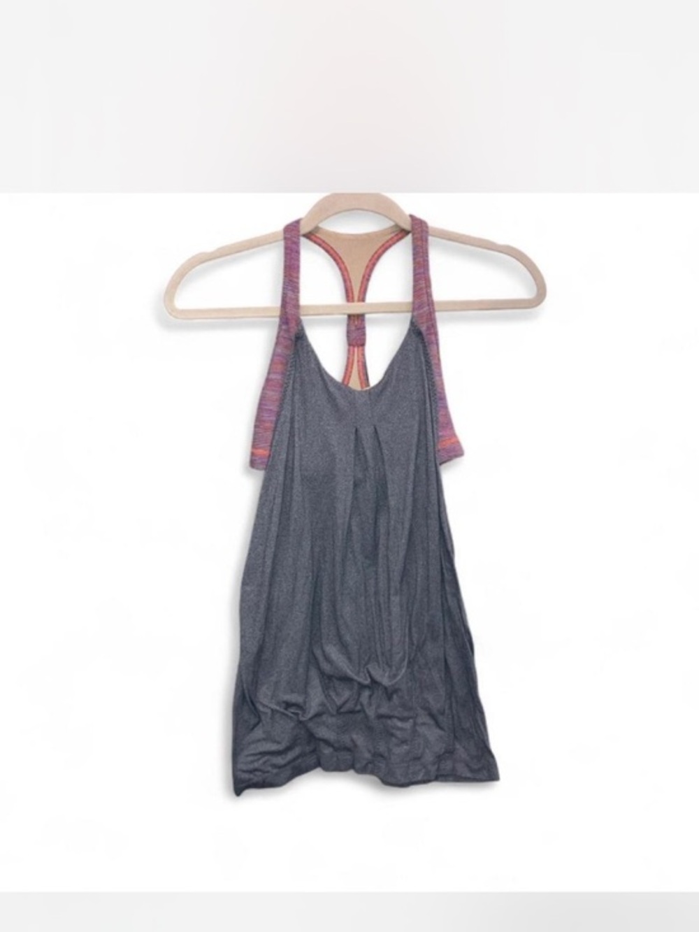 lululemon athletica Gray Racerback Tank with Pink Trim